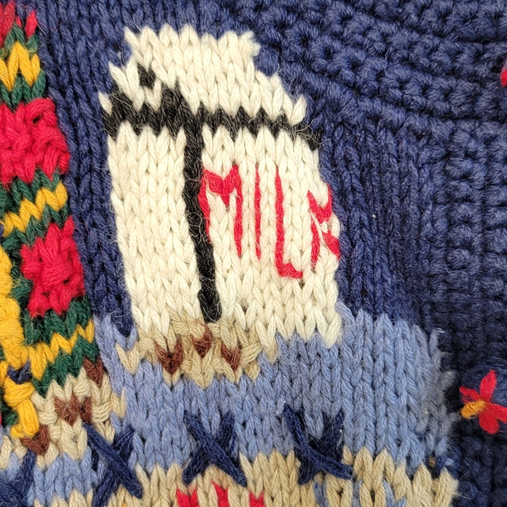Vintage Northern Isles Hand Knit Freedom USA Prairie Land Sweater Cardigan Small - Picture 14 of 16